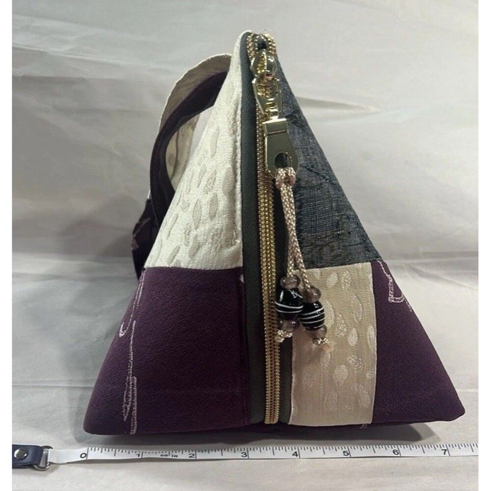 Cream and Purple Triangular shape wristlet /Bags with Geometric Design